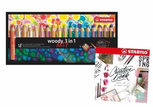 Цветные карандаши Stabilo Woody Arty 3-в-1, 18 цветов + точилка STABILO цена и информация | Принадлежности для рисования, лепки | hansapost.ee