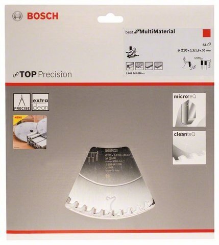 Lõikeketas Bosch Top Precision Best for Multi Material 210 x 30mm (2608642096) цена и информация | Aiatööriistade varuosad | hansapost.ee