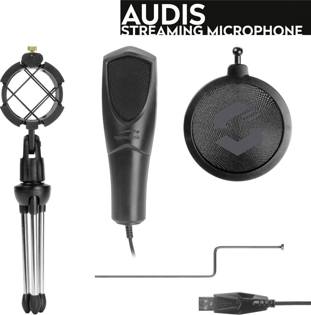 Speedlink mikrofon Audis Streaming (SL-800012-BK) цена и информация | Mikrofonid | hansapost.ee