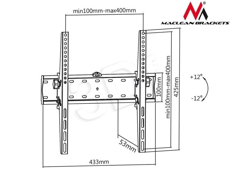 MACLEAN UCHWYT DO TELEWIZORA 32-55" MC-665 CZARNY DO 40KG MAX VESA 400X400 цена и информация | Teleri seinakinnitused ja hoidjad | hansapost.ee