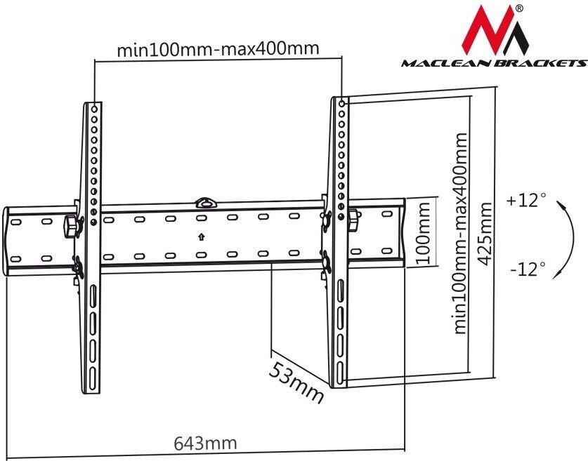 Telerikinnitus Maclean MC-668, 37-70, 40kg price and information | Teleri seinakinnitused ja hoidjad | hansapost.ee