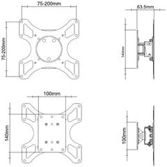  TECHLY 301412 19-37, max 25kg цена и информация | Кронштейны и крепления для телевизоров | hansapost.ee