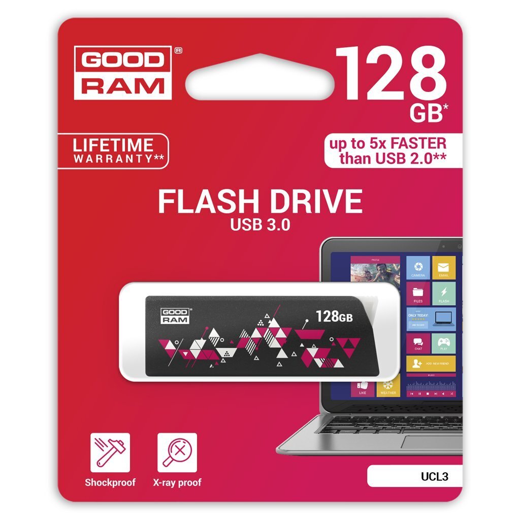 Mälupulk Goodram UCL3 128GB 3.0, Must hind ja info | Mälupulgad | hansapost.ee