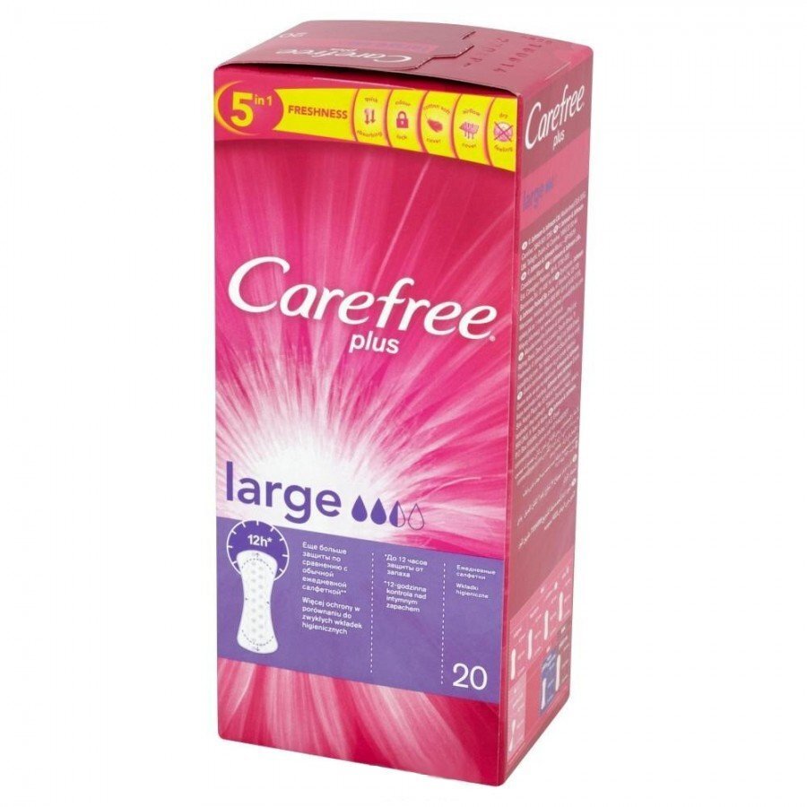 Pesukaitsmed Carefree Large, 20 tk цена и информация | Tampoonid, hügieenisidemed ja menstruaalanumad | hansapost.ee