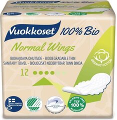 Гигиенические пакеты Vuokkoset Normal Wings, 12 шт. цена и информация | Тампоны, гигиенические прокладки для критических дней, ежедневные прокладки | hansapost.ee