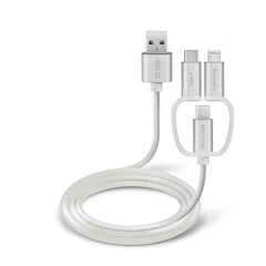 3 In 1 Charging Cable 1.2m By SBS White hind ja info | Juhtmed ja kaablid | hansapost.ee