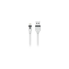 Flat USB Cable Charge & Synchro Lightning MFI 1m 2.4A By Muvit White hind ja info | Mobiiltelefonide kaablid | hansapost.ee