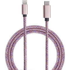 Woven cable Lightning MFI Type C 2m 3A By BigBen Pink hind ja info | Mobiiltelefonide kaablid | hansapost.ee