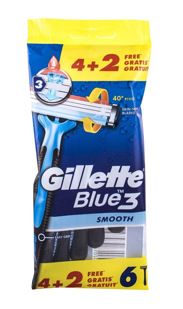 Ühekordsed raseerijad meestele Gillette Blue3 Smooth Disposable, 6 tk цена и информация | Raseerimisvahendid | hansapost.ee