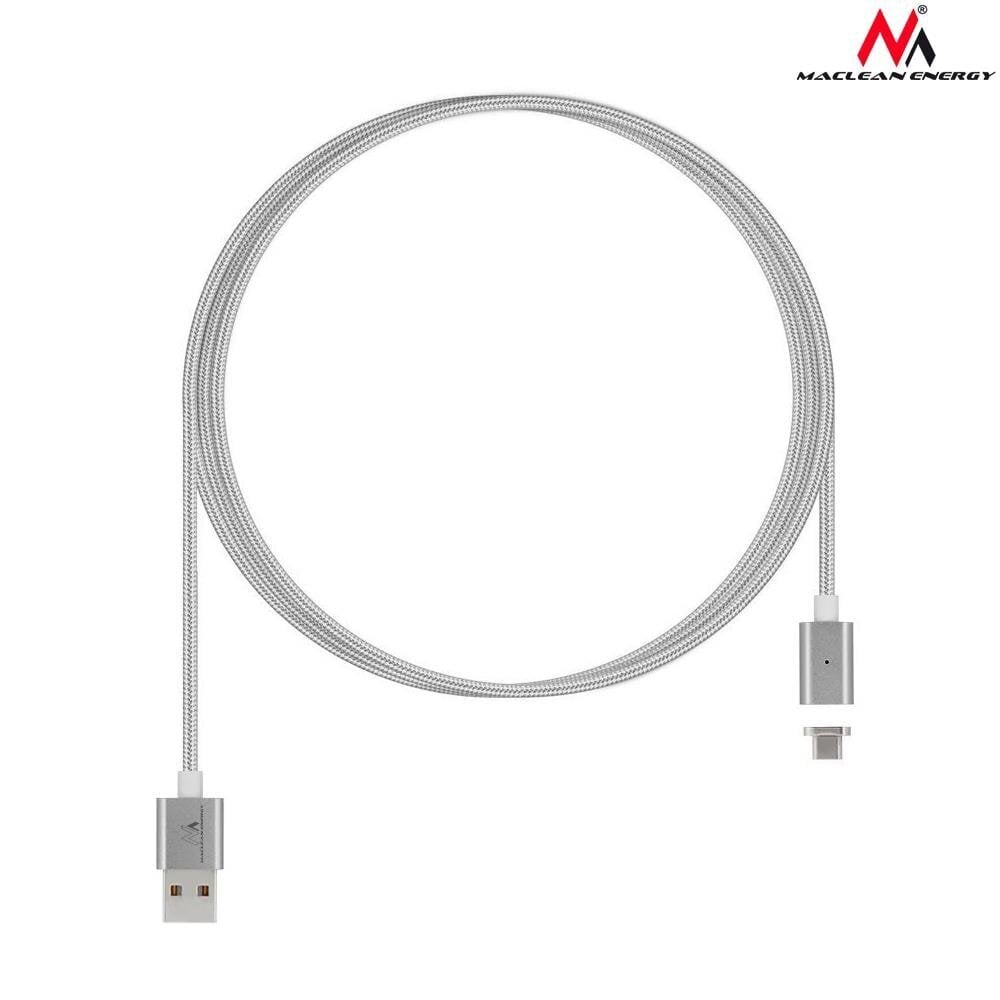 Magnetiline USB Type-C kaabel hõbedane Maclean Energy MCE178 цена и информация | Juhtmed ja kaablid | hansapost.ee