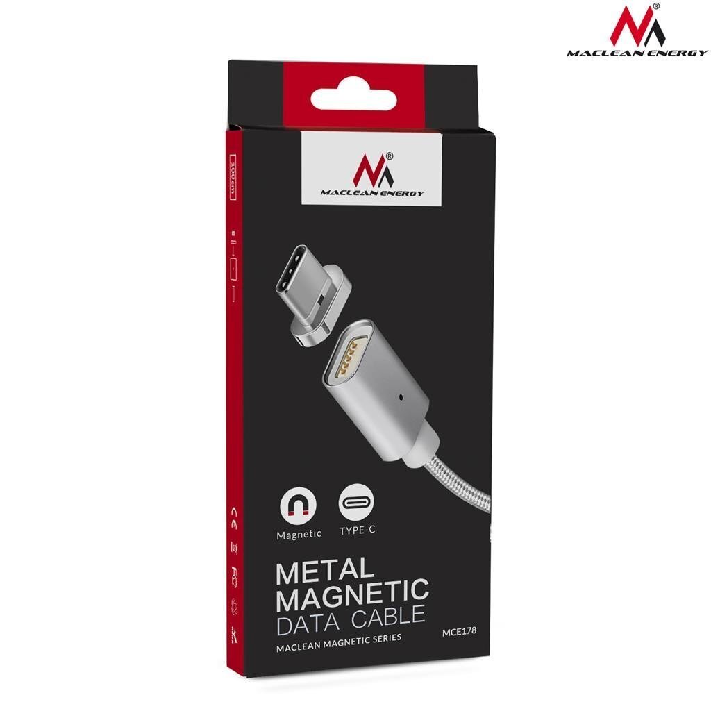 Magnetiline USB Type-C kaabel hõbedane Maclean Energy MCE178 цена и информация | Juhtmed ja kaablid | hansapost.ee