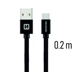 Swissten Textile Универсальный Quick Charge 3.1 USB-C USB Кабель данных 20 cм Черный цена и информация | Кабели для телефонов | hansapost.ee