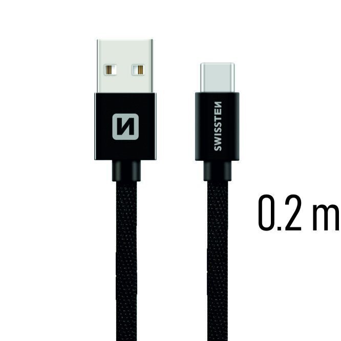 Swissten Textile Universaalne 3.1 USB-C Data ja laadimiskaabel 20 cm цена и информация | Mobiiltelefonide kaablid | hansapost.ee