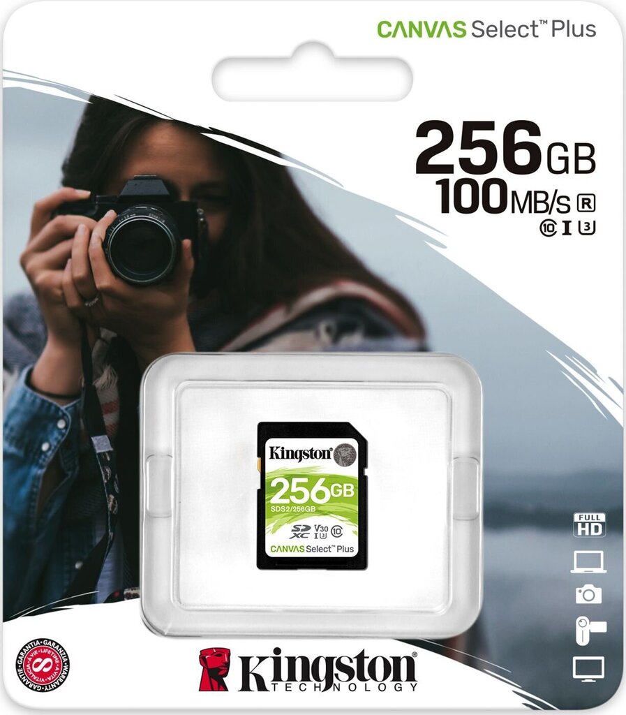 Mälupulk KINGSTON 256GB SDXC Canvas Select Plus цена и информация | Fotoaparaatide mälukaardid | hansapost.ee