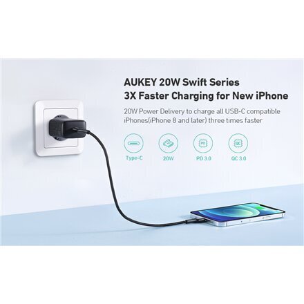 Seinalaadija Aukey Swift 20W USB-C цена и информация | Laadijad mobiiltelefonidele | hansapost.ee