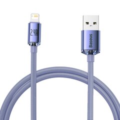 Кабель Baseus Crystal USB на Lightning, 2,4 А, 1,2 м (фиолетовый) цена и информация | Кабели для телефонов | hansapost.ee
