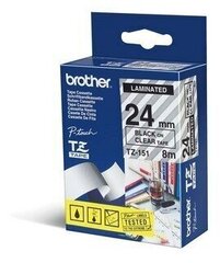 Lint Brother TZE-151 24mm/8m must tekst läbip.põhi hind ja info | Printeritarvikud | hansapost.ee