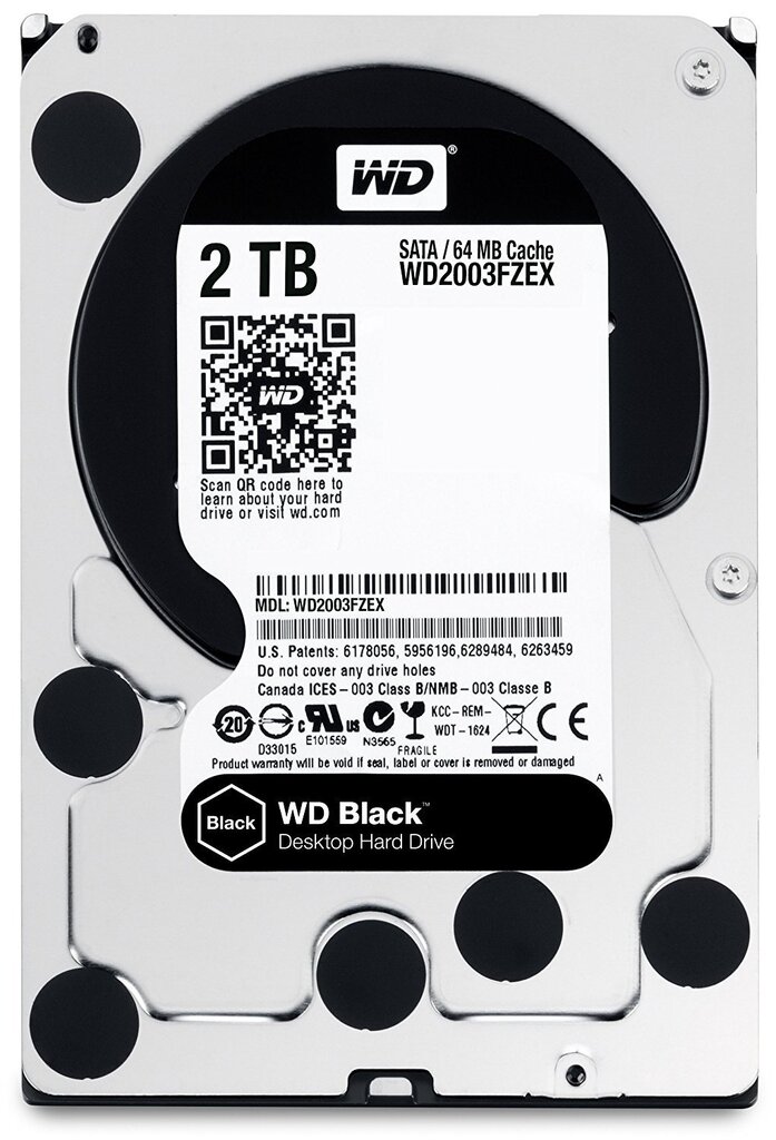 Western Digital Black 2TB 7200RPM SATA3 64MB WD2003FZEX hind ja info | Sisemised kõvakettad | hansapost.ee