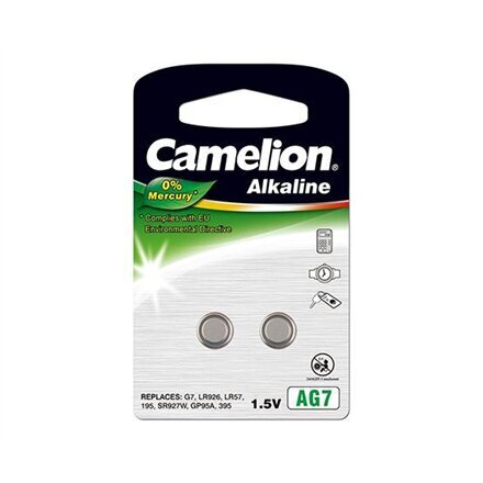 Patareid Camelion Alkaline Button Celles 1.5V, AG7/LR57/LR926/395, 2 tk. цена и информация | Patareid | hansapost.ee