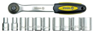 Комплект головок с ручкой 11 шт. CrV Vorel цена и информация | Механические инструменты | hansapost.ee