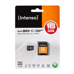 Mälukaart Intenso micro SDHC 16GB CL4 hind ja info | Mälukaardid mobiiltelefonidele | hansapost.ee