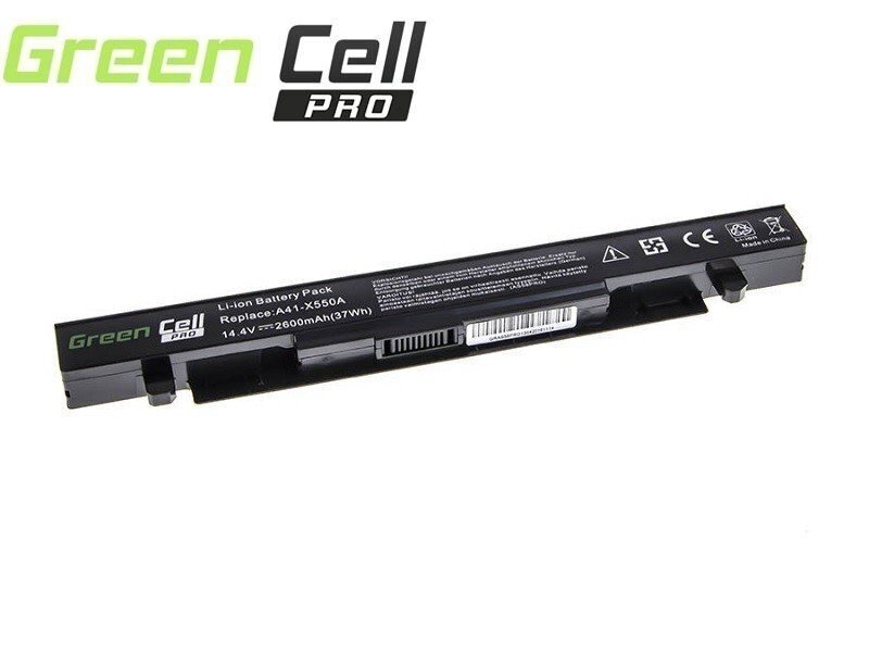 Green Cell PRO Laptop Battery A41-X550A for A450 A550 R510 R510CA X550 X550CA X550CC X550VC 2600mAh цена и информация | Sülearvuti akud | hansapost.ee