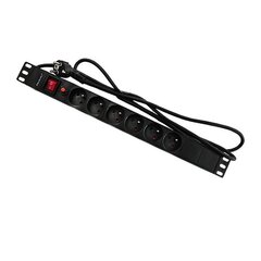 Qoltec 53995 Блок питания от перенапряжения для RACK 19&quot; с CB | 1U | 16A | PDU | 6xFRENCH | 2m цена и информация | Удлинители | hansapost.ee