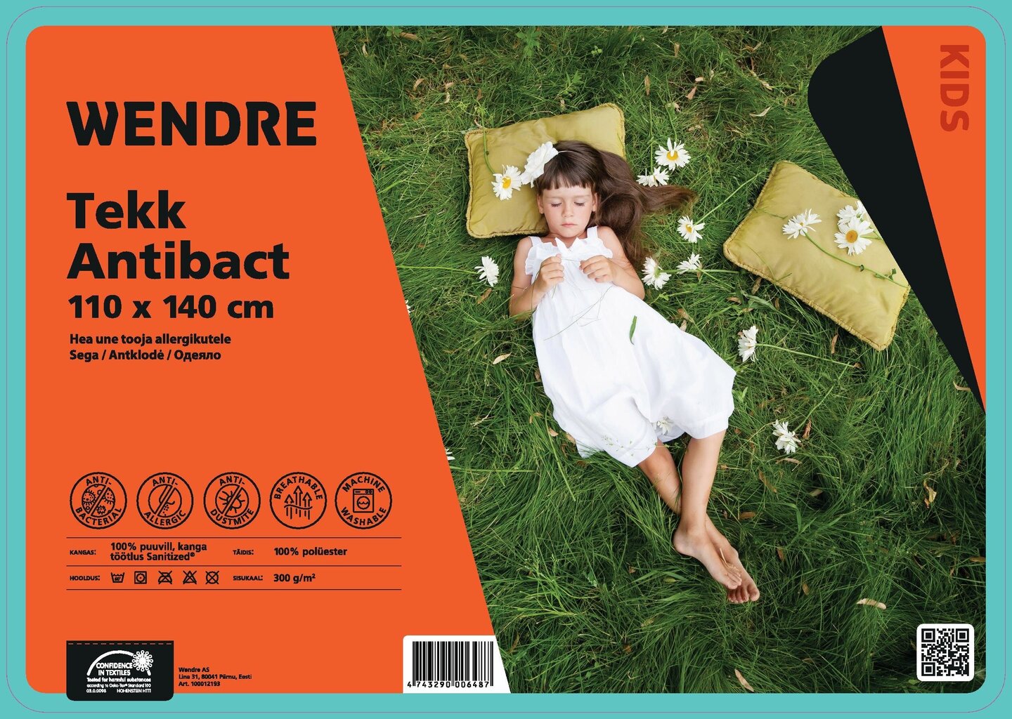 Wendre tekk Antibact 110 x 140 cm цена и информация | Tekid | hansapost.ee