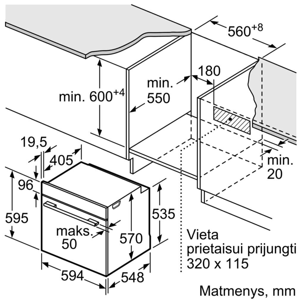 Integreeritav ahi Bosch HBA530BB0S, maht 71 liitrit katalüütiline puhastus must price and information | Ahjud | hansapost.ee