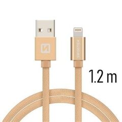 USB kaabel Swissten Textile 3A Lighthing, 1.2 m, kuldne hind ja info | Juhtmed ja kaablid | hansapost.ee