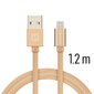 USB kaabel Swissten Textile 3A Lighthing, 1.2 m, kuldne цена и информация | Juhtmed ja kaablid | hansapost.ee