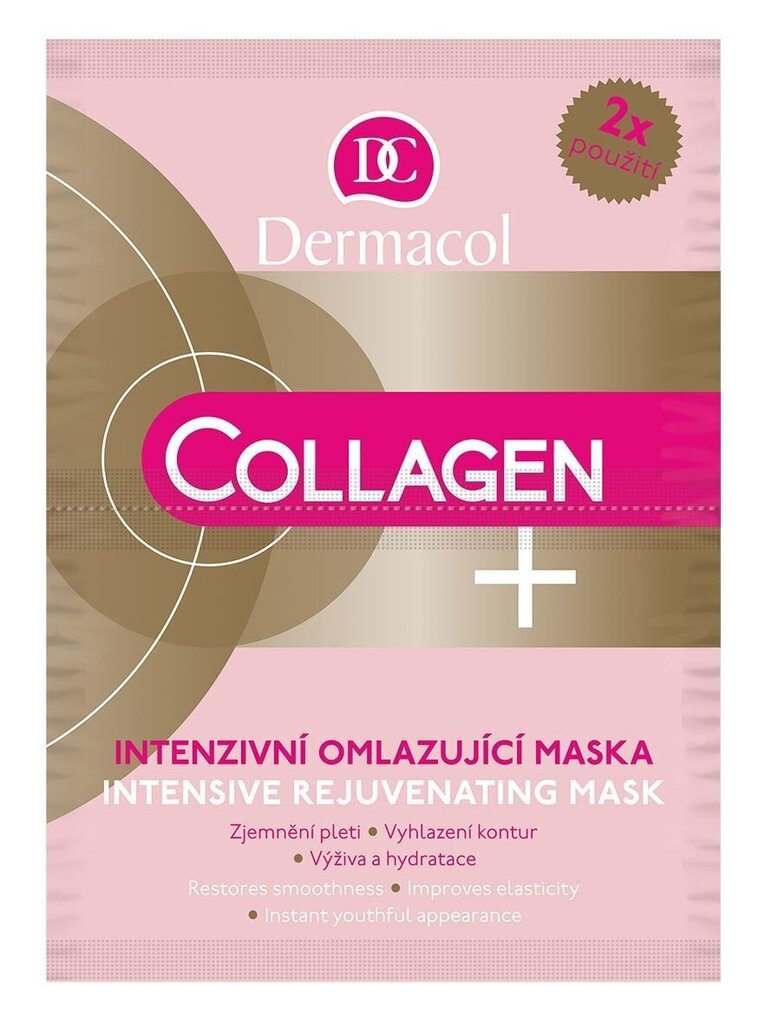 Noorendav näomask Dermacol Collagen + 2 x 8 g цена и информация | Näomaskid ja silmamaskid | hansapost.ee