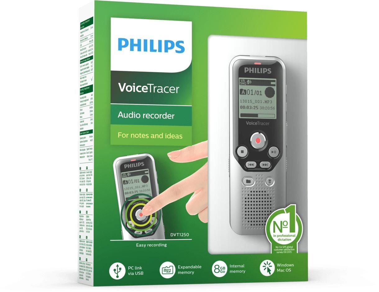 Diktofon Philips DVT1250 hind ja info | Diktofonid | hansapost.ee