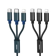 USB кабель Remax 3в1 RC-131th microUSB-Lightning-Type-C 2.8A, синий 1.15 м цена и информация | Кабели для телефонов | hansapost.ee