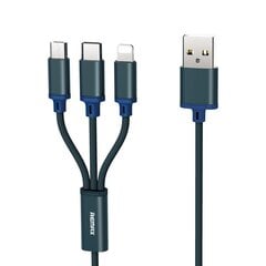 USB кабель Remax 3в1 RC-131th microUSB-Lightning-Type-C 2.8A, синий 1.15 м цена и информация | Кабели для телефонов | hansapost.ee