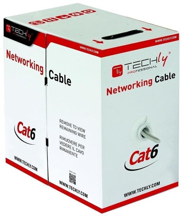 Võrgukaabel Techly Cat6 UTP, 305m, hall, SOHO CCA hind ja info | Juhtmed ja kaablid | hansapost.ee