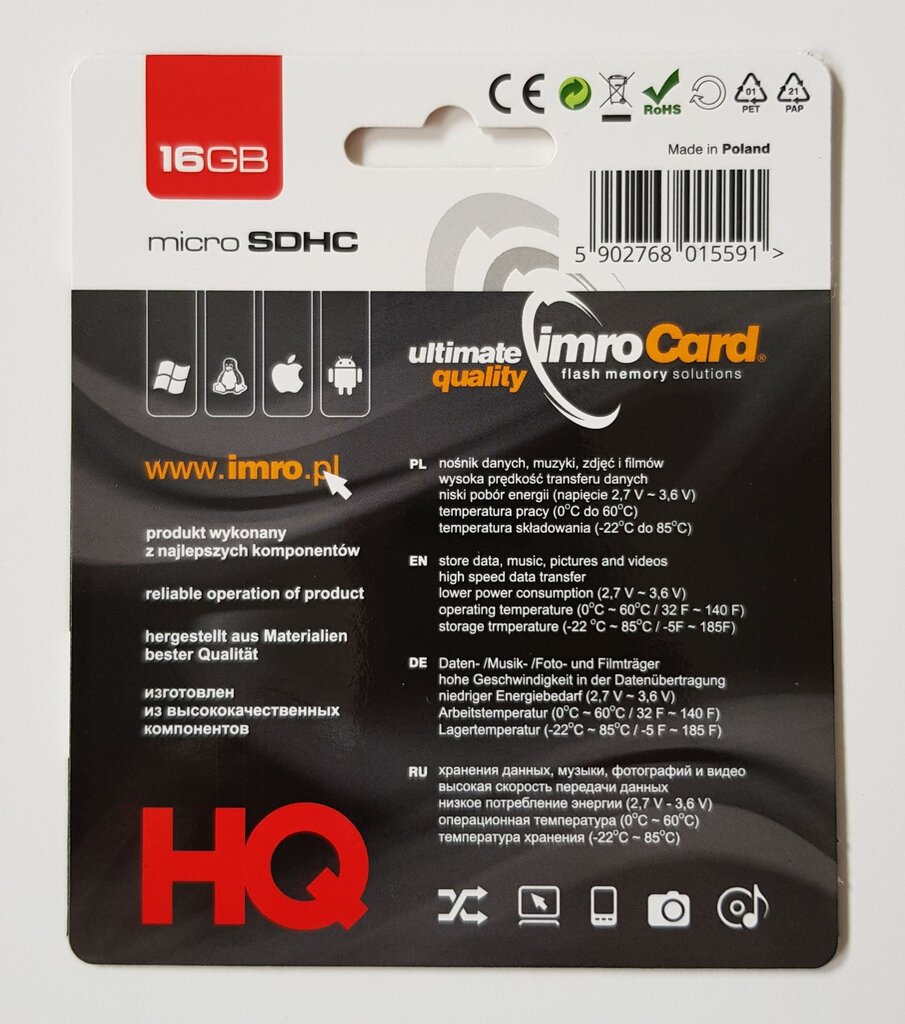 Card IMRO 4, 16GB hind ja info | Mälukaardid mobiiltelefonidele | hansapost.ee