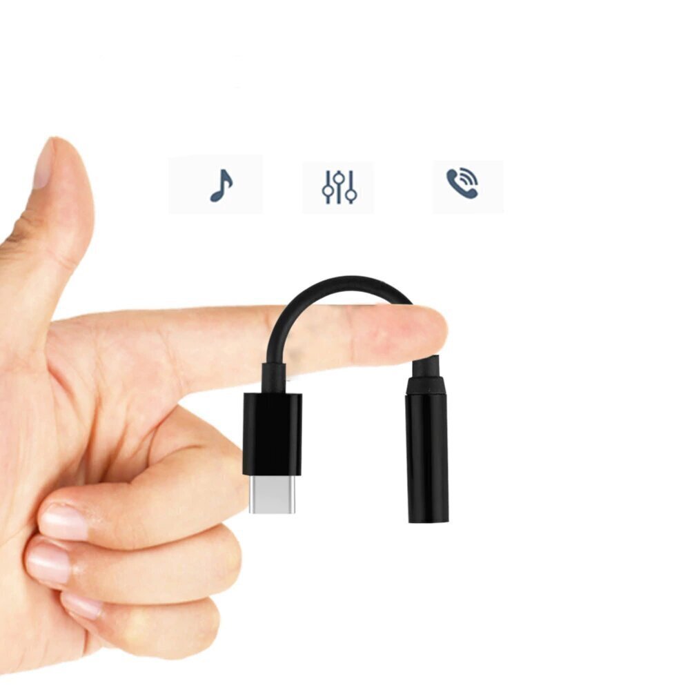 Adapter USB Type C į 3.5 mm mini jack Female, must hind ja info | Mobiiltelefonide kaablid | hansapost.ee