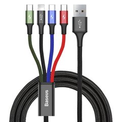 Baseus Lightning / USB Type C / 2x микро-USB кабель в нейлоновой оплетке 3.5A 1.2м черный цена и информация | Кабели для телефонов | hansapost.ee