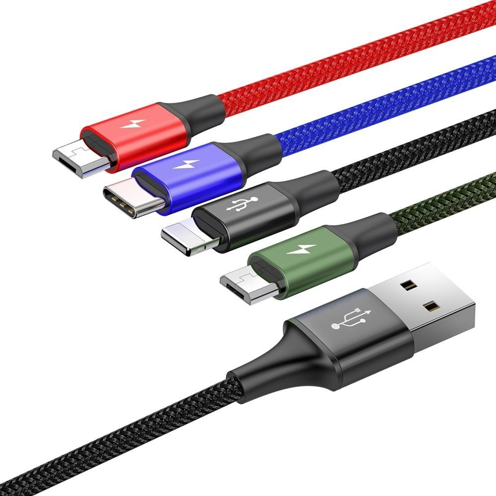 USB nailonist punutud kaabel 3,5A 1,2m, must hind ja info | Mobiiltelefonide kaablid | hansapost.ee
