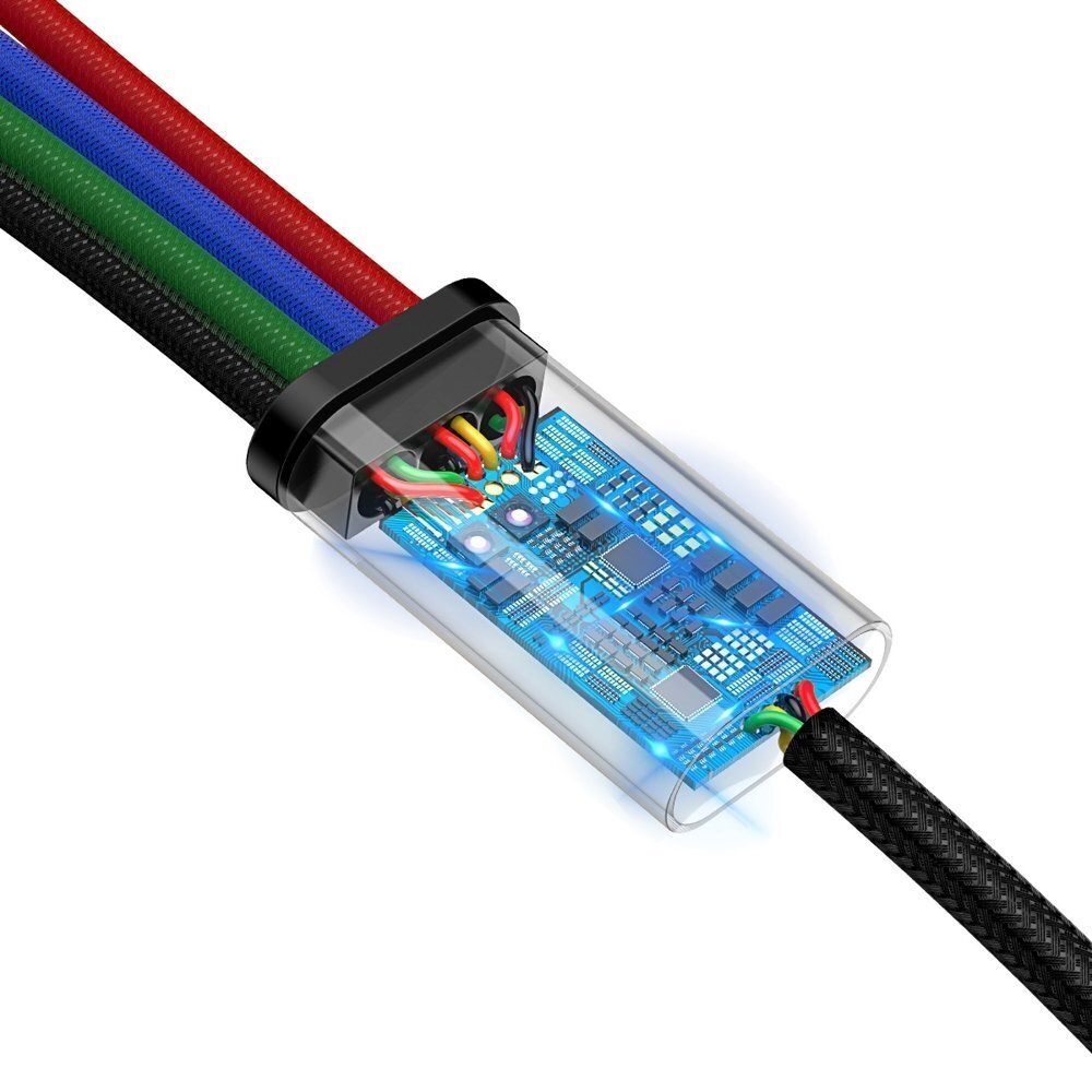 USB nailonist punutud kaabel 3,5A 1,2m, must hind ja info | Mobiiltelefonide kaablid | hansapost.ee