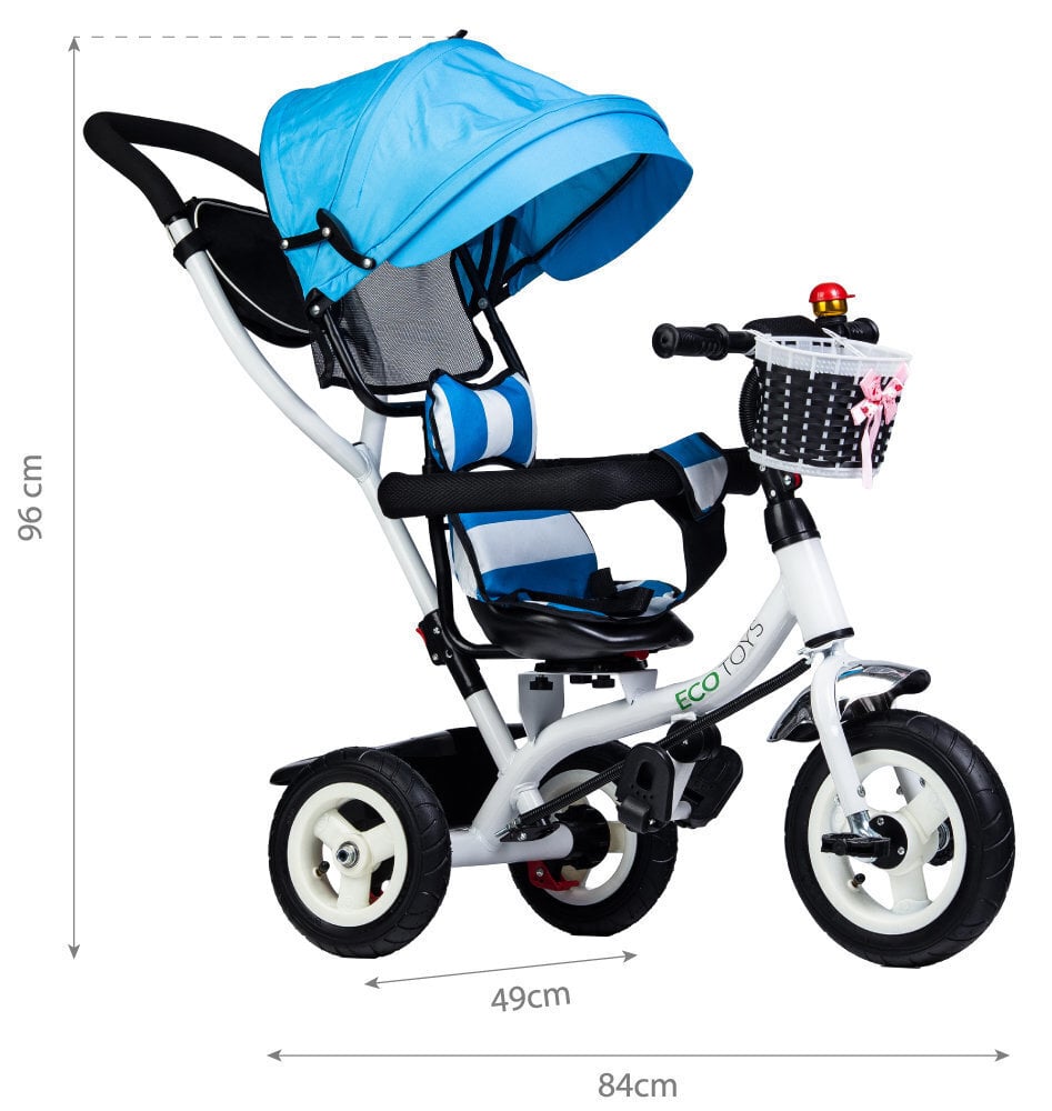 Lükatav kolmerattaline EcoToys, sinine/valge hind ja info | Kolmerattalised jalgrattad lastele | hansapost.ee