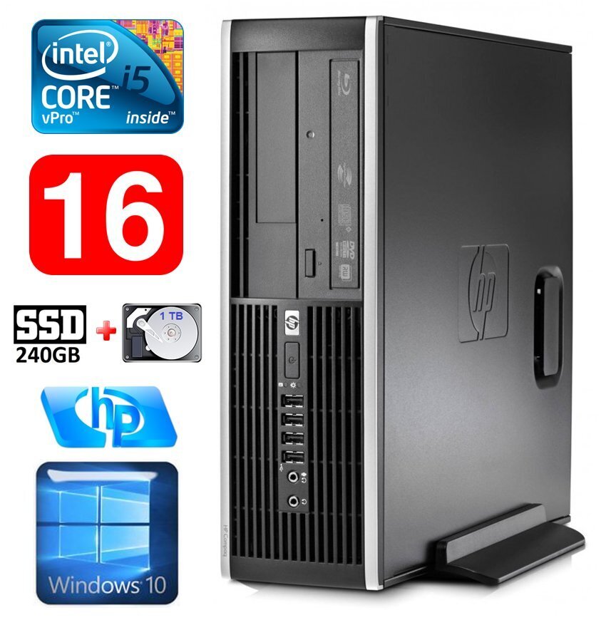 HP 8100 Elite SFF i5-650 16GB 240SSD+1TB DVD WIN10 hind ja info | Lauaarvutid | hansapost.ee