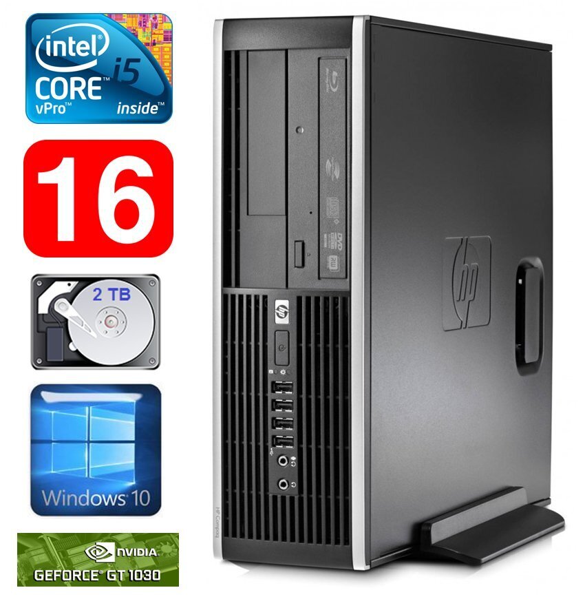 HP 8100 Elite SFF i5-650 16GB 2TB GT1030 2GB DVD WIN10 цена и информация | Lauaarvutid | hansapost.ee