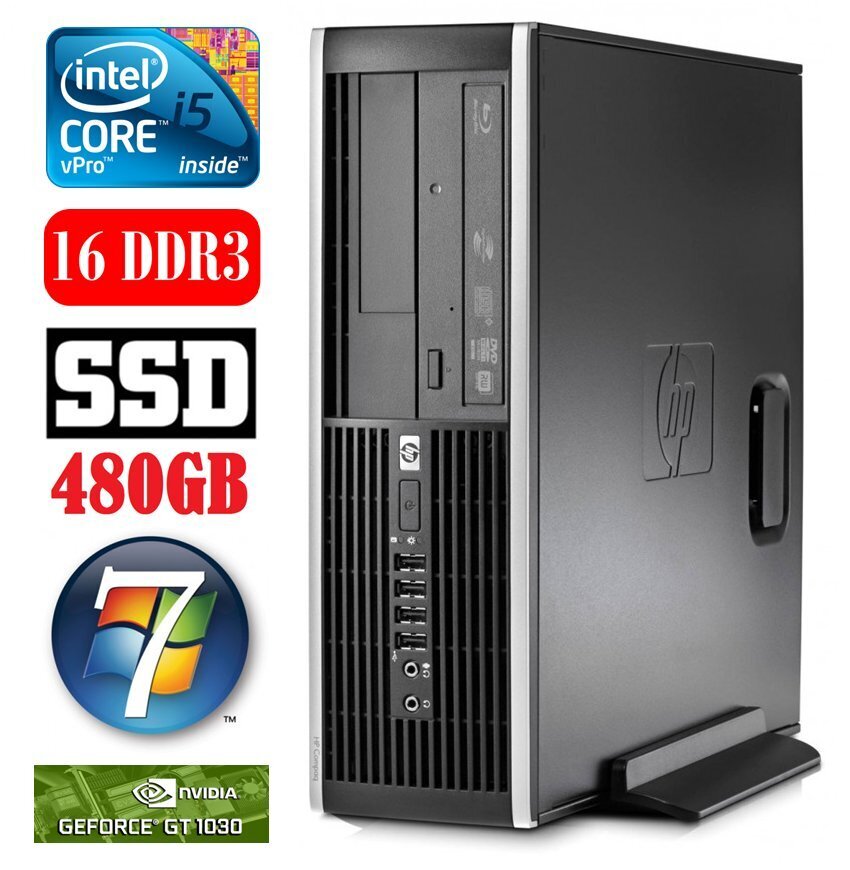 HP 8100 Elite SFF i5-650 16GB 480SSD GT1030 2GB DVD WIN7Pro цена и информация | Lauaarvutid | hansapost.ee