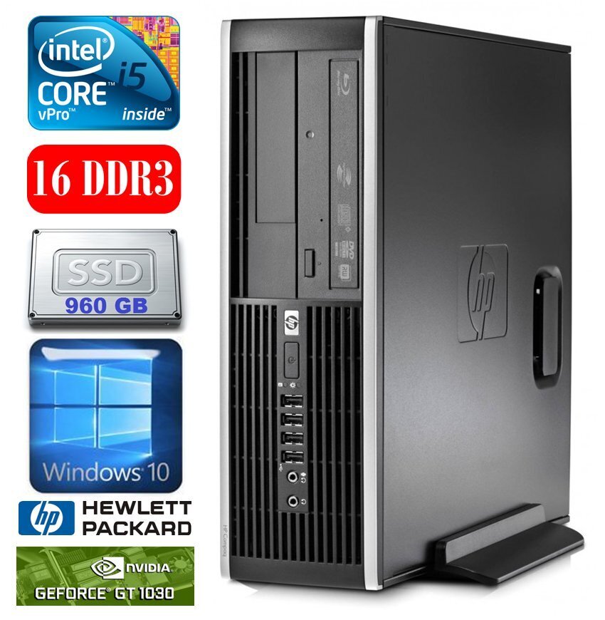 HP 8100 Elite SFF i5-650 16GB 960SSD GT1030 2GB DVD WIN10 цена и информация | Lauaarvutid | hansapost.ee