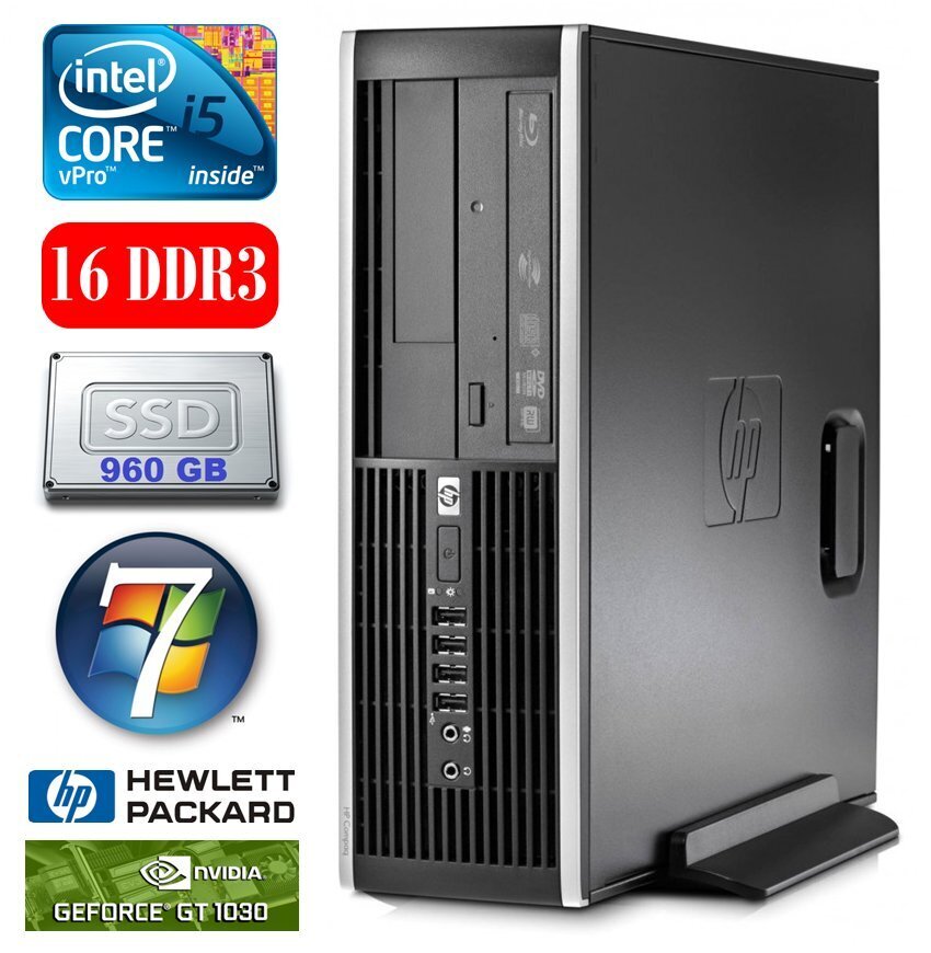 HP 8100 Elite SFF i5-650 16GB 960SSD GT1030 2GB DVD WIN7Pro цена и информация | Lauaarvutid | hansapost.ee
