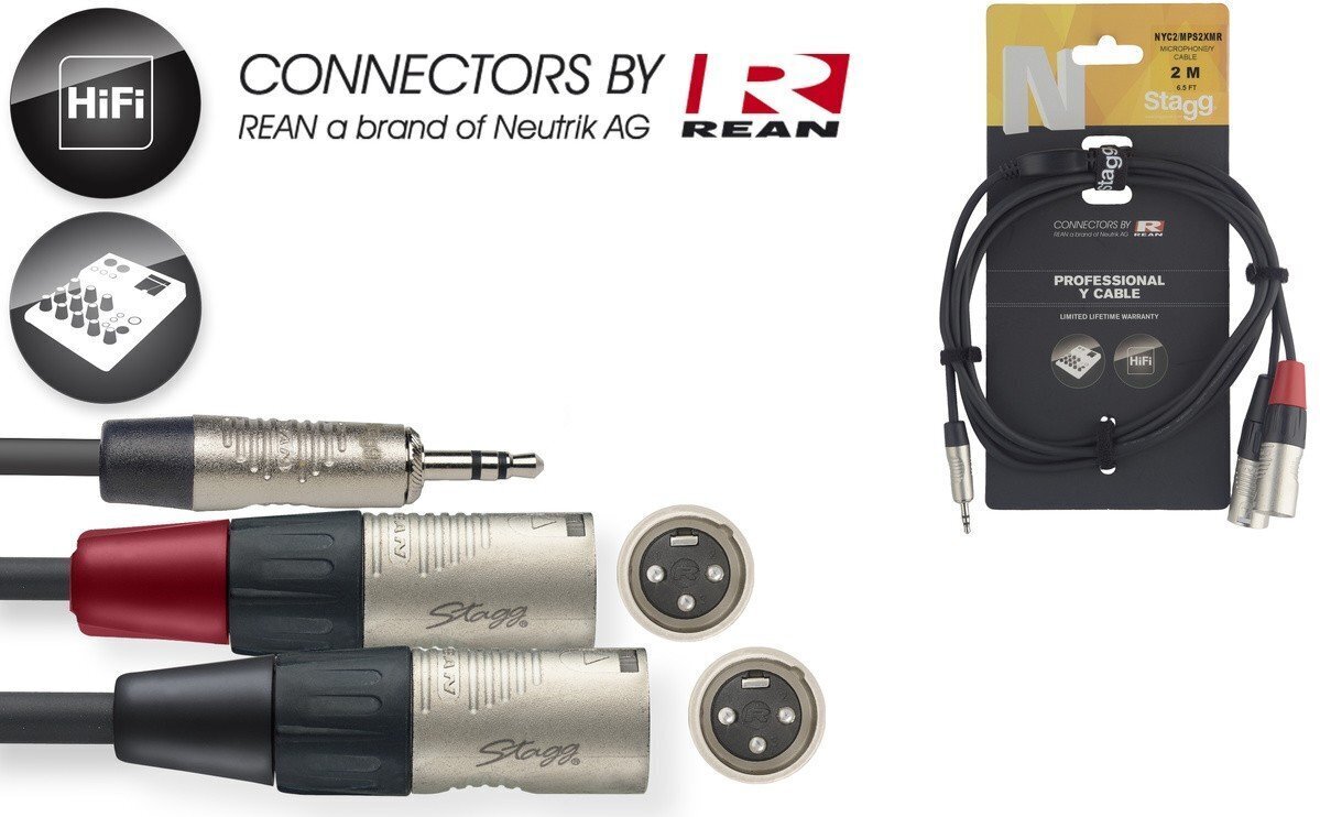 Stagg NYC2/MPS2XMR, Aux 3.5 mm/XLR, 2 m hind ja info | Juhtmed ja kaablid | hansapost.ee