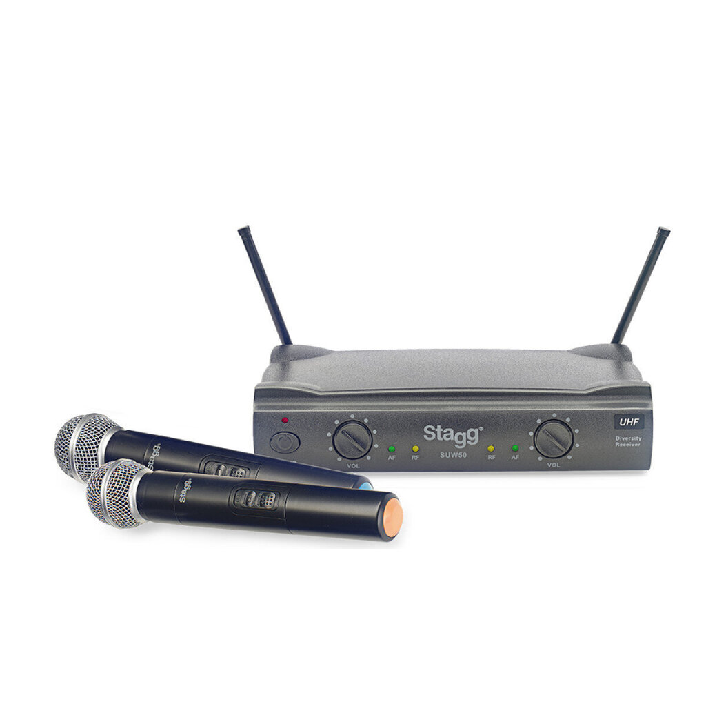 2 juhtmevaba mikrofoni komplekt jaamaga Stagg SUW 50 HH EG EU цена и информация | Mikrofonid | hansapost.ee