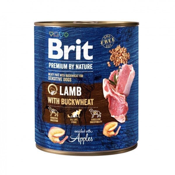 Brit Premium by Nature konserv Lamb with Buckwheat koertele 800g цена и информация | Koerakonservid | hansapost.ee
